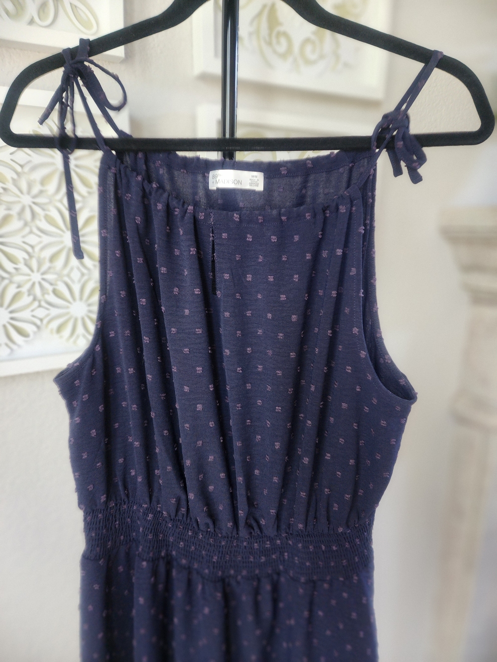 89th & Madison Navy Dress with Handkerchief Hem